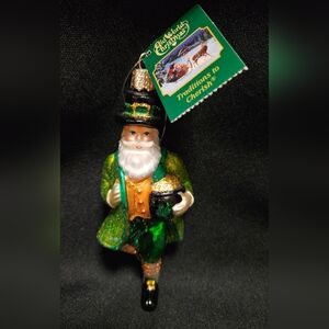 Old World Christmas Irish Santa with Pot of Gold Glass Ornament 40201